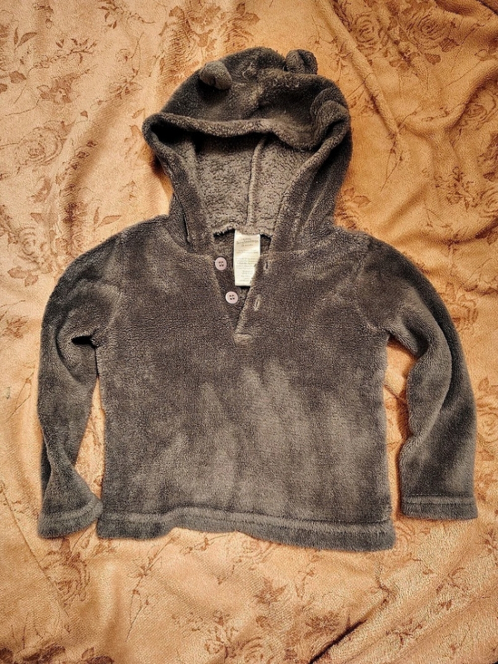 Little beginnings 18mo gray fuzzy soft snuggle bear sweater hoodie